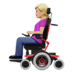 👩🏼‍🦼 woman in motorized wheelchair: medium-light skin tone display on Apple